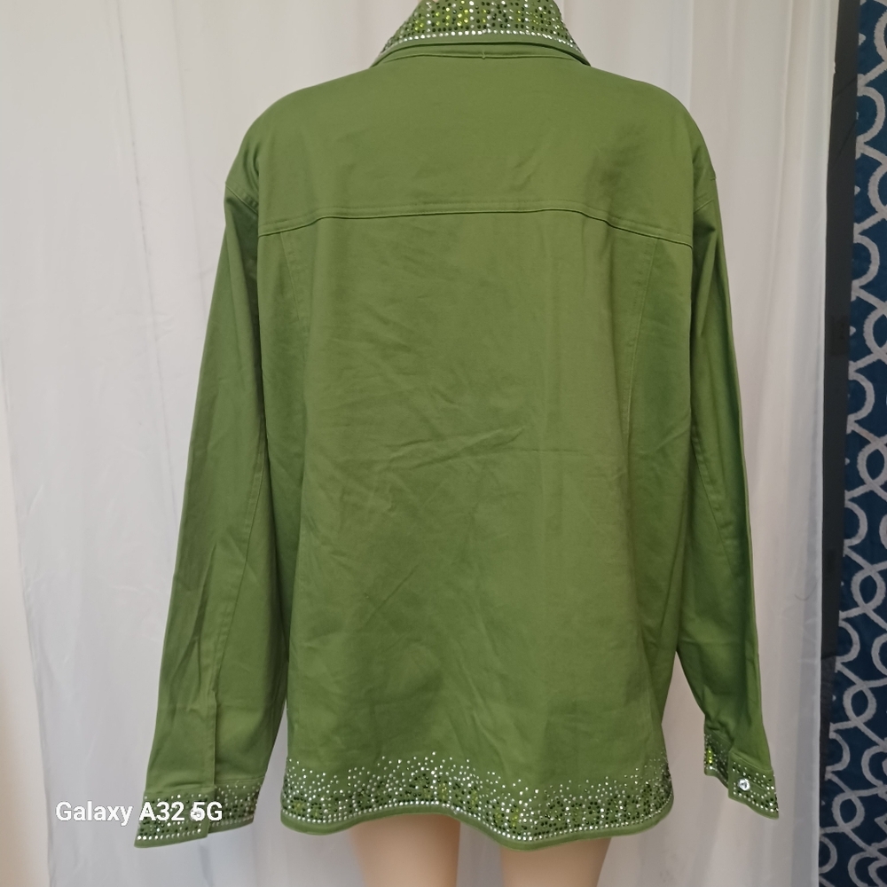 QUAKER FACTORY SIZE 3X Green Embellished Women's Jacket - Picture 7 of 13